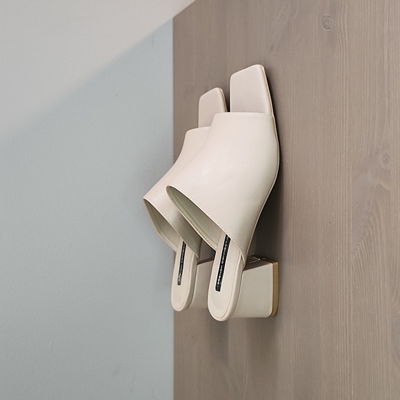 FRENCH CONNECTION light pink vegan leather block heel mule sandals - Picture 3 of 12